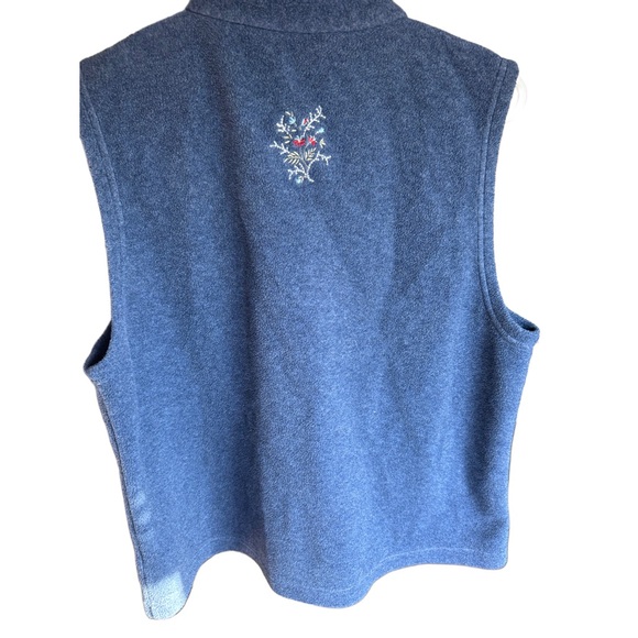 Blue Fleece Vest NORTHERN REFLECTIONS flower embroidery Medium - Picture 2 of 8